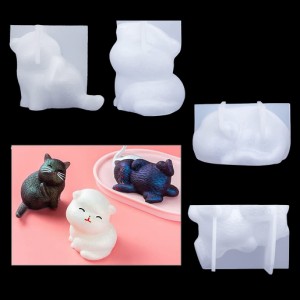 KyeeaDIY 立体の猫シリコンモールド ４セット 装飾品 動物 かわいい オーナメント 樹脂 エポキシ UVレジン 石膏 置物 招き猫 キュート