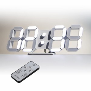 KOSUMOSU デジタル時計 LED 壁掛け 置き時計 明るさ自動感応 3D LED CLOCK 目覚まし時計 10インチリモコン付きナイトランプ年