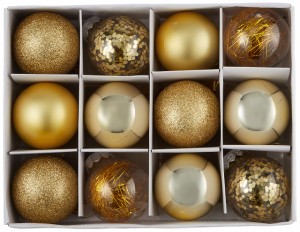 ｸﾘｽﾏｽｵｰﾅﾒﾝﾄﾎﾞｰﾙｾｯﾄ 6cm/12pcs GOLD 77603073