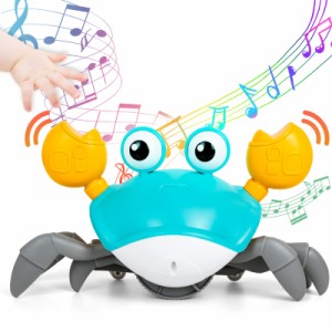 BIBIELF 子供向け カニおもちゃ 電気カニのおもちゃ 赤ちゃんおもちゃ 音楽這うカニ 音声光付き 自動的に障害物を回避 USB充電 男の子や