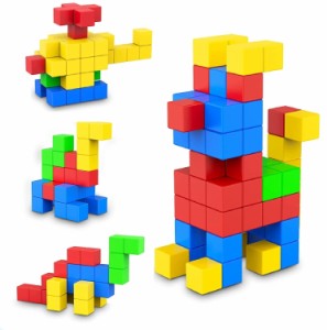 BESOO マグネットキューブ マグネット積み木 図形 体積 算数教材 知育玩具 DIY工具 脳開発パズル 建築セット（48個）