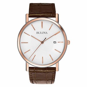 腕時計 ブローバ メンズ Bulova Men's Classic 3-Hand Calendar Date Quartz Leather Strap Watch, Buckle,