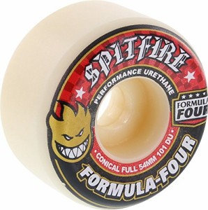 ウィール タイヤ スケボー Spitfire Formula 4 101d Conical Full 54mm White W/Red Skateboard Wheels (S