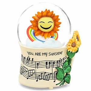 スノーグローブ 雪 置物 Sunflower Music Box Snow Globe, Sunflower Gift for Wife Girlfriend Women, Flo