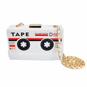 QZUnique ハンドバッグ カバン QZUnique Tape Shaped Shoulder Bag Radio Recorder PU Crossbody Bag Women'