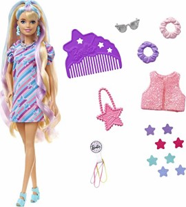 バービー バービー人形 Barbie Totally Hair Doll, Star-Themed with 8.5-inch Fantasy Hair & 15 Styling 