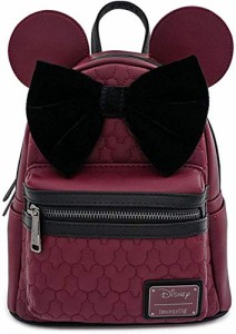 ラウンジフライ アメリカ 日本未発売 Loungefly Minnie Mouse Maroon Quilted Womens Double Strap S