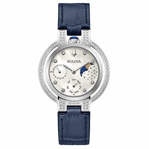 腕時計 ブローバ レディース Bulova Ladies' Moon Phase Rubaiyat Diamond Watch, Blue Strap