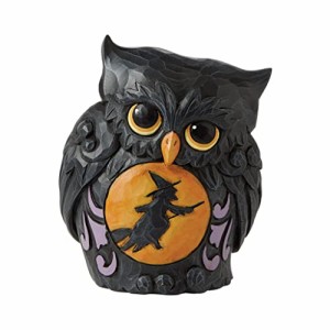 エネスコ Enesco 置物 インテリア Enesco Jim Shore Miniature Black Owl with Witch Scene Mini Hallowee