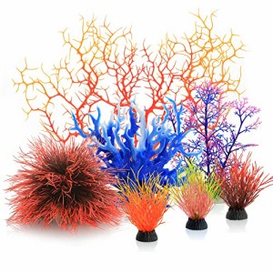 アクアリウム 水槽 置物 MyLifeUNIT Aquarium Plants, 7 Pack Artificial Coral Ornament for Fish Tank De