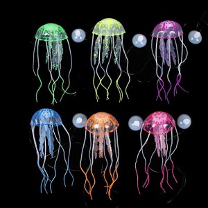 アクアリウム 水槽 置物 NUOMI 6 Pieces Artificial Jellyfish Decor for Aquarium Fish Tank, Glowing Jel