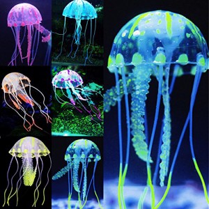 アクアリウム 水槽 置物 Uniclife 6 Pcs Glowing Jellyfish Ornament Decoration for Aquarium Fish Tank