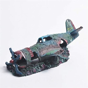 アクアリウム 水槽 置物 JUSTINLAU Resin Aquarium Military Thunderbolt Fighter Airplane Wreck Aquarium