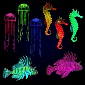アクアリウム 水槽 置物 8 Pieces Luminous Aquarium Decorations Fake Fish Glowing Jellyfish Artificial