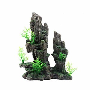 アクアリウム 水槽 置物 Tfwadmx Aquarium Mountain View Moss Tree Rock Cave Fish Tank Stone Ornament L