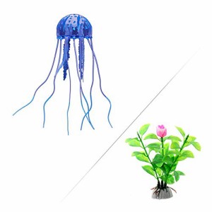 アクアリウム 水槽 置物 JELLYFISH, Aquarium Floating Decoration, Silicone Simulation, Plastic Plant,N