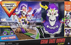 モンスタージャム モンスタートラック ミニカー Monster Jam, Grim Takedown Playset with Ligh