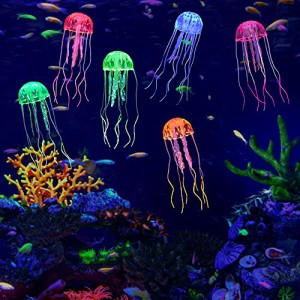 アクアリウム 水槽 置物 Lpraer 6 Pack Glow Jellyfish Floating Fish Tank Decorations Glowing Effect Si