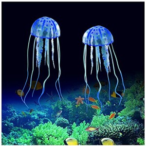 アクアリウム 水槽 置物 WishLotus 2 PCS Jellyfish Fish Tank Decorations, Simulation Jellyfish Plant O