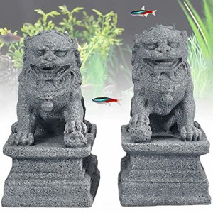 アクアリウム 水槽 置物 livelyfish Asian Fu Foo Dogs Statues A Pair of Two Guardian Lion Sandstone Fi