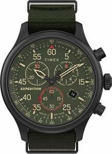 腕時計 タイメックス メンズ Timex Expedition Men's 43 mm Chronograph Watch, Black/Green, Strap