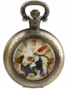  Tiong Retro Alice in Wonderland Pocket Watch Quartz Birthdays Best Gifts for Women Girls