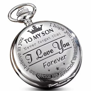  GORBEN Silver Pocket Watches to My Son Forever from a Mom Dad Engraved Quartz Fob Watches Gift Son Watch for 