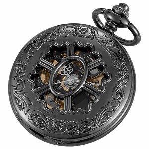 Alwesam Hollow Design Mechanical Men's Watch Double Face Roman Numerals Clock Hand Wind Pocket Watch with Cha