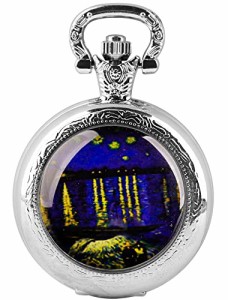  Tiong Pocket Watch Glass Cabochon Starry Sky On The River Design Quartz Christmas Birthday Gifts