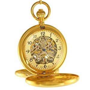  OGLE Vintage Double Copper Cover Case Dual Movement Skeleton Chain Fob Self Winding Automatic Mechanical Pock