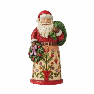 エネスコ Enesco 置物 インテリア Enesco Jim Shore Heartwood Creek Santa Holding Wreath and Bag Figur