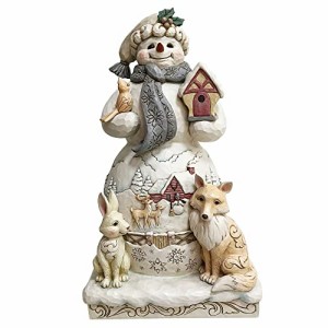 エネスコ Enesco 置物 インテリア Enesco Jim Shore White Woodland Snowman Statue, 18.5in H