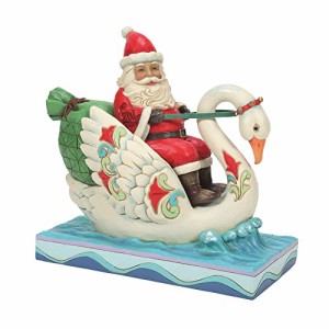 エネスコ Enesco 置物 インテリア Enesco Jim Shore Heartwood Creek Santa Riding a Swan Figurine, 6.89