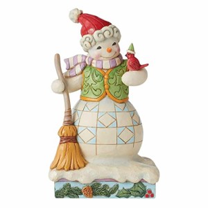 エネスコ Enesco 置物 インテリア Enesco Jim Shore Heartwood Creek Snowman with Cardinal and Broom Fi