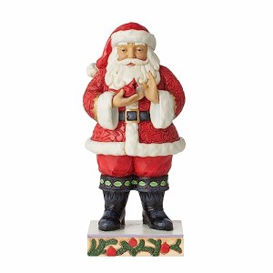 エネスコ Enesco 置物 インテリア Enesco Jim Shore Heartwood Creek Santa Holding Cardinal Figurine, 1