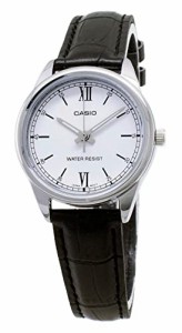 腕時計 カシオ レディース Casio LTP-V005L-7A Women's Standard Analog Black Leather Band Silver Dial 