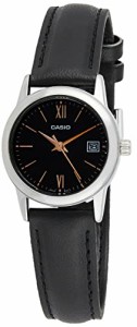 腕時計 カシオ レディース Casio LTP-V002L-1B3 Women's Black Leather Band Black Date Dial 3-Hand Anal