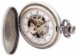  Charles-Hubert, Paris 3920 Classic Collection Antique Silver Plated Brass Mechanical Pocket Watch