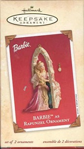 バービー バービー人形 Hallmark Ornament 2002 Barbie as Rapunzel - Set of 2, Barbie & Brush - #QXI532