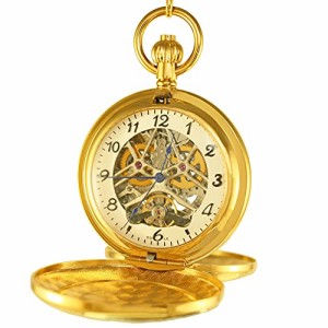  OGLE Vintage Double Copper Cover Case Dual Movement Skeleton Chain Fob Self Winding Automatic Mechanical Pock