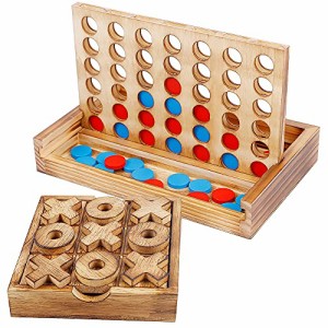 ボードゲーム 英語 アメリカ Glintoper Tic Tac Toe & 4 in a Row Table Games Set - Rustic Decor Wood 