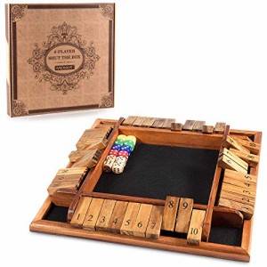 ボードゲーム 英語 アメリカ AMEROUS 1-4 Players Shut The Box Dice Game, Wooden Board Table Math Gam