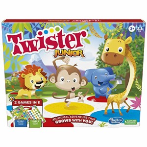 ボードゲーム 英語 アメリカ Hasbro Gaming Twister Junior Game, Animal Adventure 2-Sided Mat, 2 Game