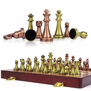 ボードゲーム 英語 アメリカ Agirlgle Retro Metal Chess Set with Folding Wooden Chess Board and Clas