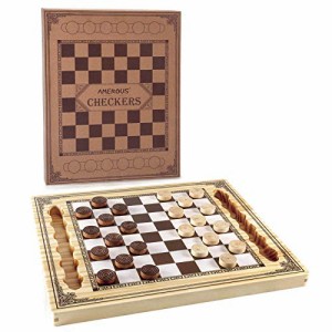 ボードゲーム 英語 アメリカ AMEROUS Wooden Checkers Set, Checkers Board Game with Storage Grooves -