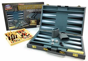 ボードゲーム 英語 アメリカ Matty's Toy Stop Deluxe 15" Backgammon Briefcase (Vinyl Gray Attache) w