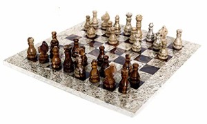 ボードゲーム 英語 アメリカ Radicaln Marble Chess Set 15 Inches Fossil Coral and Dark Brown Handmad