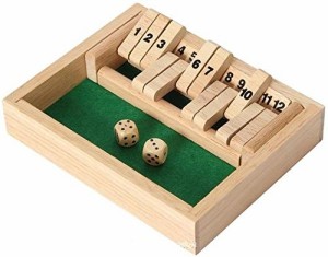 ボードゲーム 英語 アメリカ Wooden 12# Shut The Box Game - Small Travel Set - Simple funny Family, 