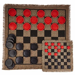 ボードゲーム 英語 アメリカ Giant & Mini Checkers Rugs Bundle - 2 Reversible Checkerboard Rugs with