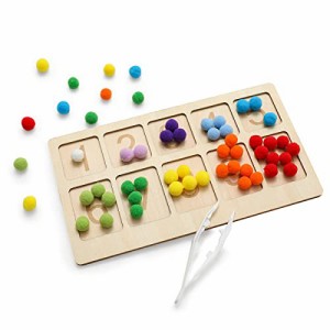 ボードゲーム 英語 アメリカ bopoobo Wooden Peg Board Beads Game Rainbow Clip Bead Puzzle of Pompon 